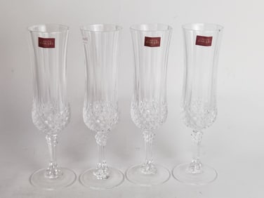 (4) Cristal D'Arques Paris Crystal Champagne Flute