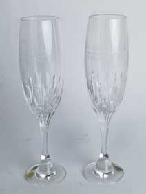 Pr. of Vintage Bohemian Crystal Champagne Flutes