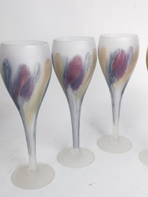 (5) Vintage Reuven Art Nouveau Wine Glasses