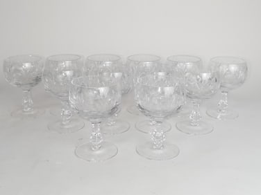 (12) Vintage Crystal Wine Glasses