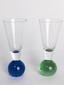 (2) Circleware Blue and Green Shot Glasses