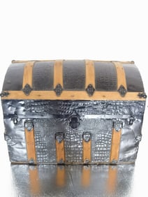 Vintage Leather Wrapped Wood Luggage Box