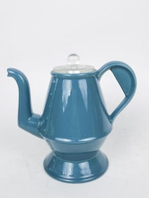 Vintage Blue Enameled Porcelain Teapot