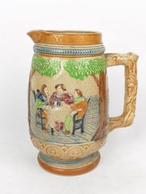 Vintage Majolica Hand Painted Pottery Stein Pitche