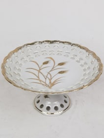 Vintage Lefton China Wheat Pattern Footed Plate