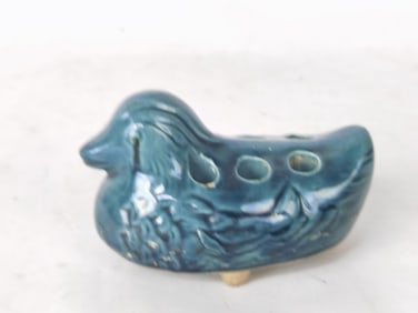 Chinese Porcelain Peacock Blue Glaze Mandarin Duck