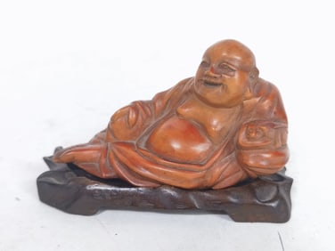 Antique Chinese Boxwood Carved Buddha