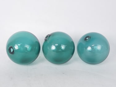 (3) Antique American Blown Glass Sphere Floats