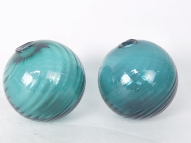 (2) Antique American Blown Glass Sphere Floats