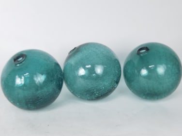 (3) Antique American Blown Glass Sphere Floats