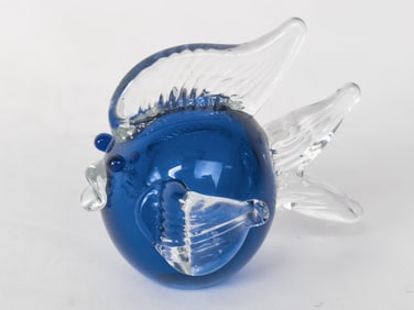 Vintage Murano Italy Blue Art Glass Fish