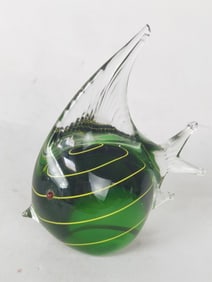 Vintage Murano Italy Green Art Glass Fish