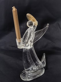 Vintage Murano Italy Clear Glass Angel Candle Hold