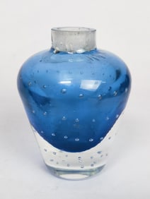 Vintage Blue Bubble Glass Perfume Bottle