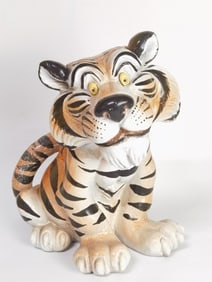Vintage Italian Porcelain Painted Tiger Figurine