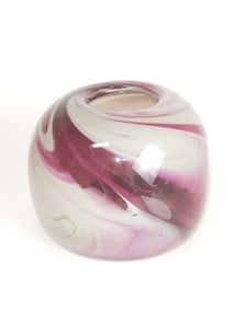 Karg Pink/White Swirl Art Glass Vase