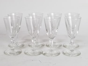 (8) Clear Cordial Wine Glasses