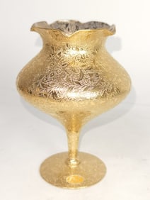 MCM Lotus 22K Gold Overlay Glass Vase