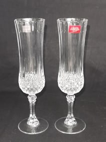 (2) Cristal D'Arques Crystal Champagne Glasses