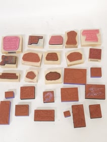 (26) Wood Carved Rubber Stamps