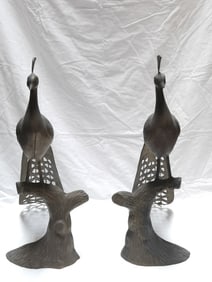 Pr. of Chinese Bronze Peacock Sculptures