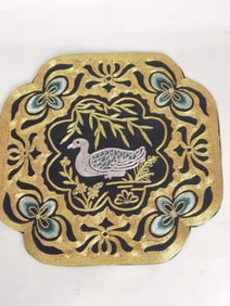 Chinese Gold Thread Black Embroidery