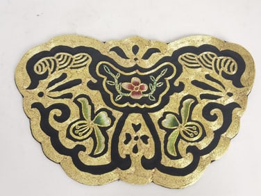 Chinese Gold Thread Black Embroidery