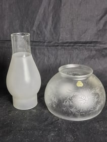 (2) French Frosted Glass Lamp Shades