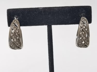 Silver Tone Costume Rhinestone Earrings