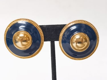 Gold Tone Costume Enameled Ear Clips