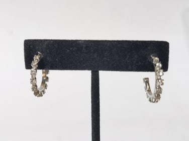 Silver Tone Costume Rhinestone Earrings