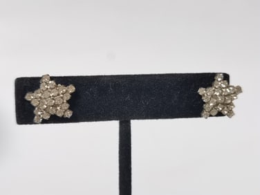 Silver Tone Costume Rhinestone Earrings