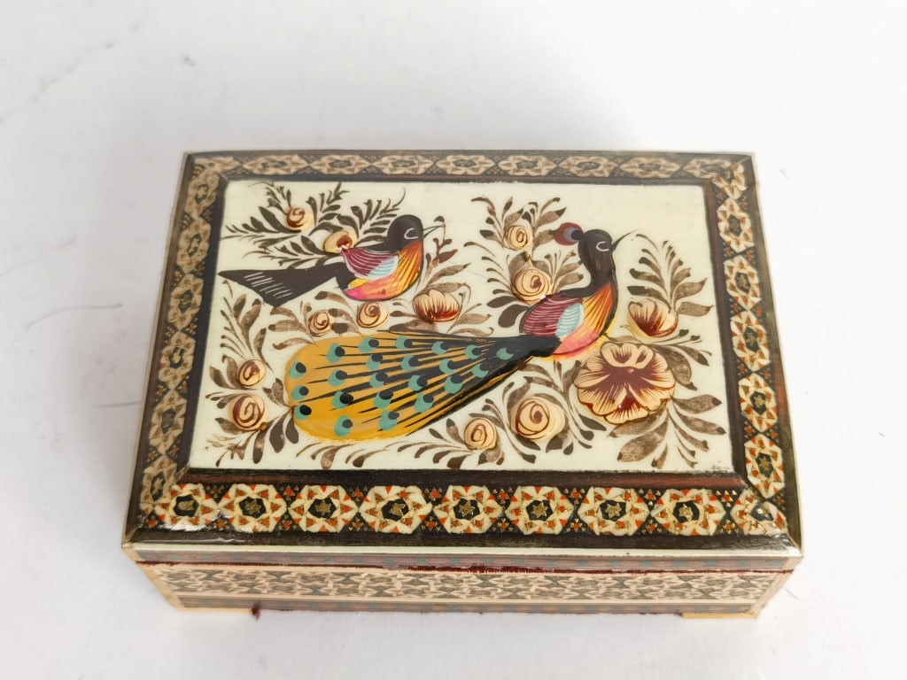 Vintage Persian Hand Made Jewelry Box: Vintage Persian Hand Made Jewelry Box, 2.25in by 5.5in
