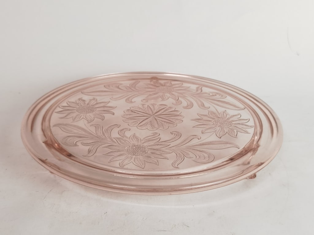 Vintage Jeanette Pink Depression Glass Cake Platte (1 of 5)