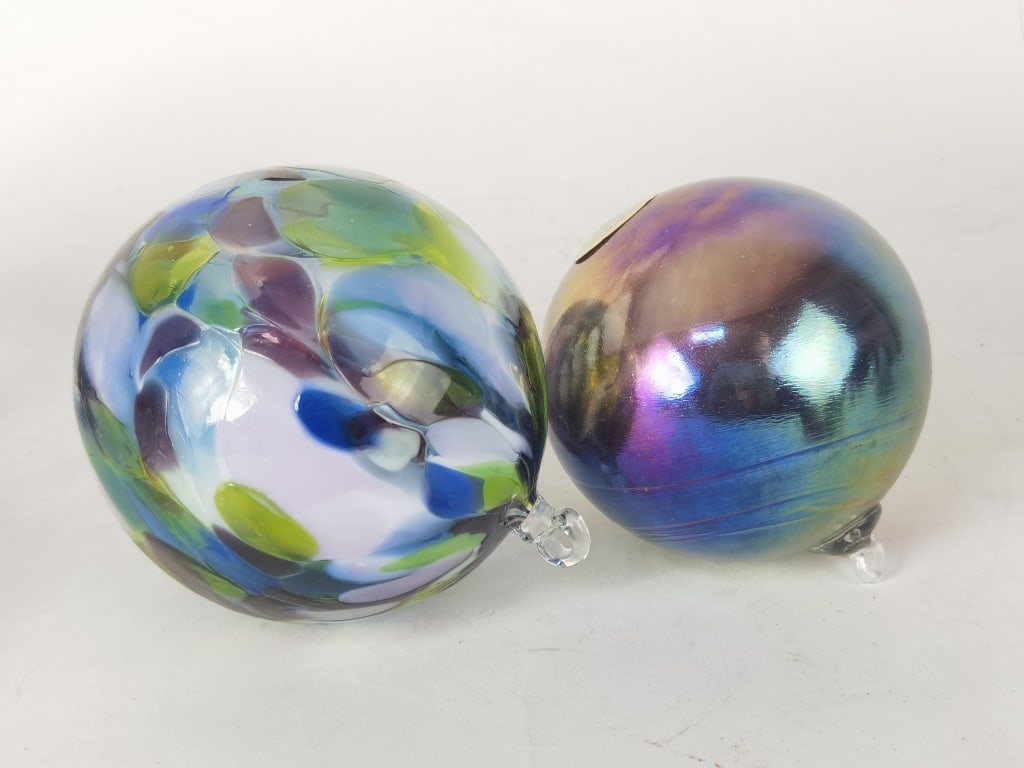 (2) Art Glass Orbs (1 of 3)