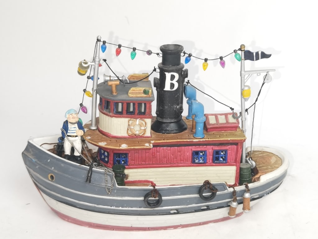Lemax Village Collection Bessie Lighted Tugboat: Lemax Village Collection Bessie Lighted Tugboat, 7in by 10in