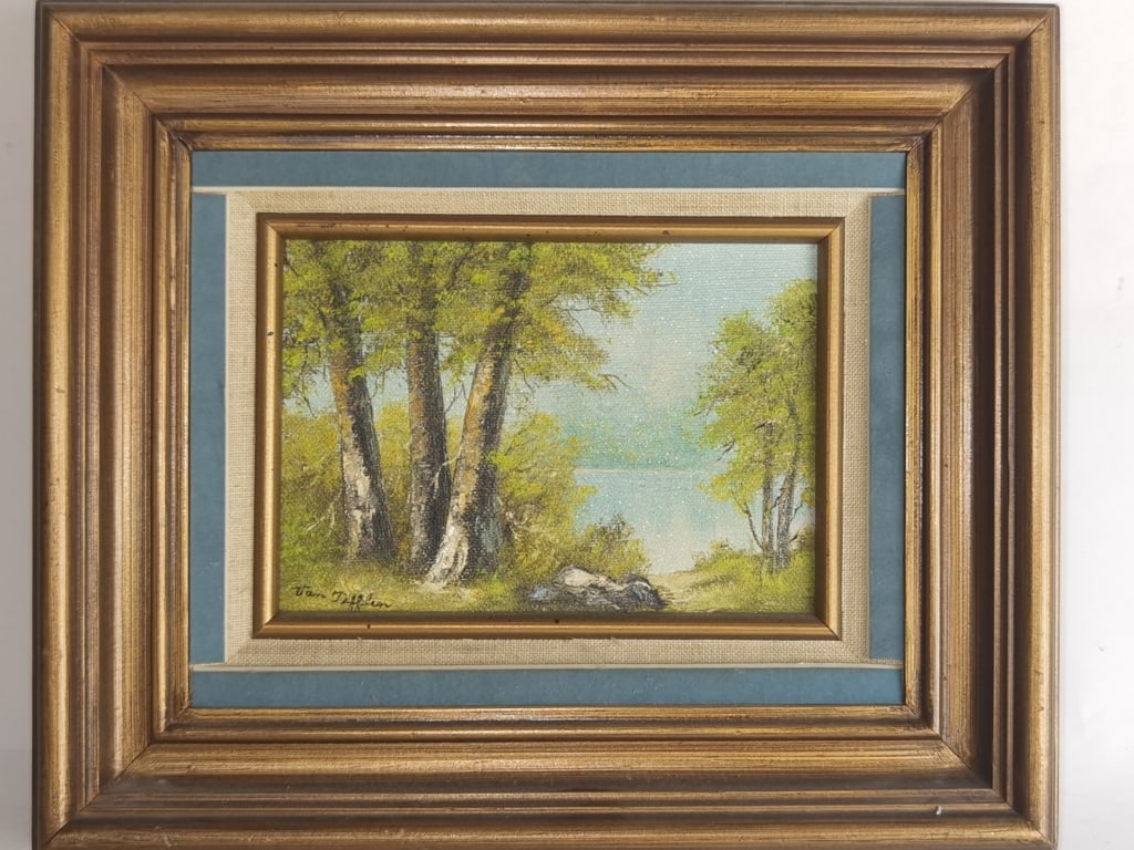 Landscape Oil Painting on Canvas, Signed Van Tiffl (1 of 3)