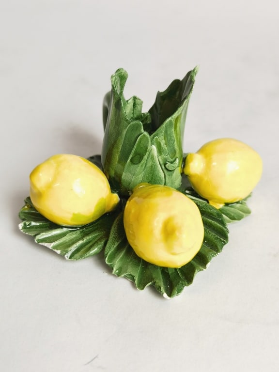 Vintage Capodimonte Majolica Lemon Candle Holder (1 of 5)