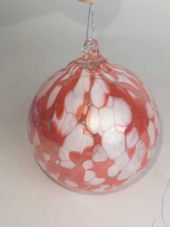 Vintage Red/White Confetti Glass Ornament (1 of 3)