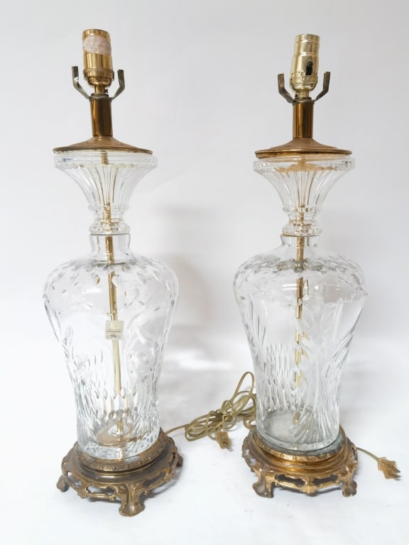 Pr. of Crystal Vase Lamps: Pr. of Crystal Vase Lamps, 24in