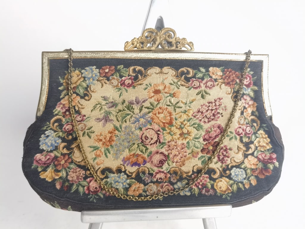 Vintage Petit Floral Needlepoint Hand Bag (1 of 4)