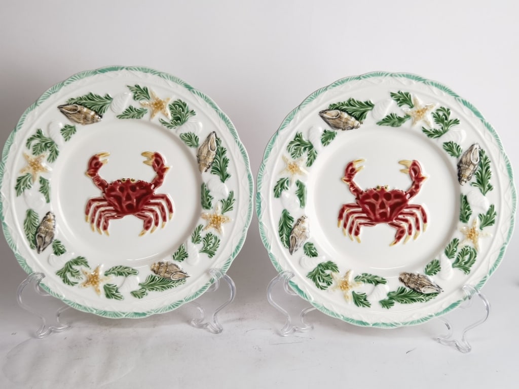 (2) Bordallo Pinheiro Majolica Crab Plates by CE C (1 of 6)