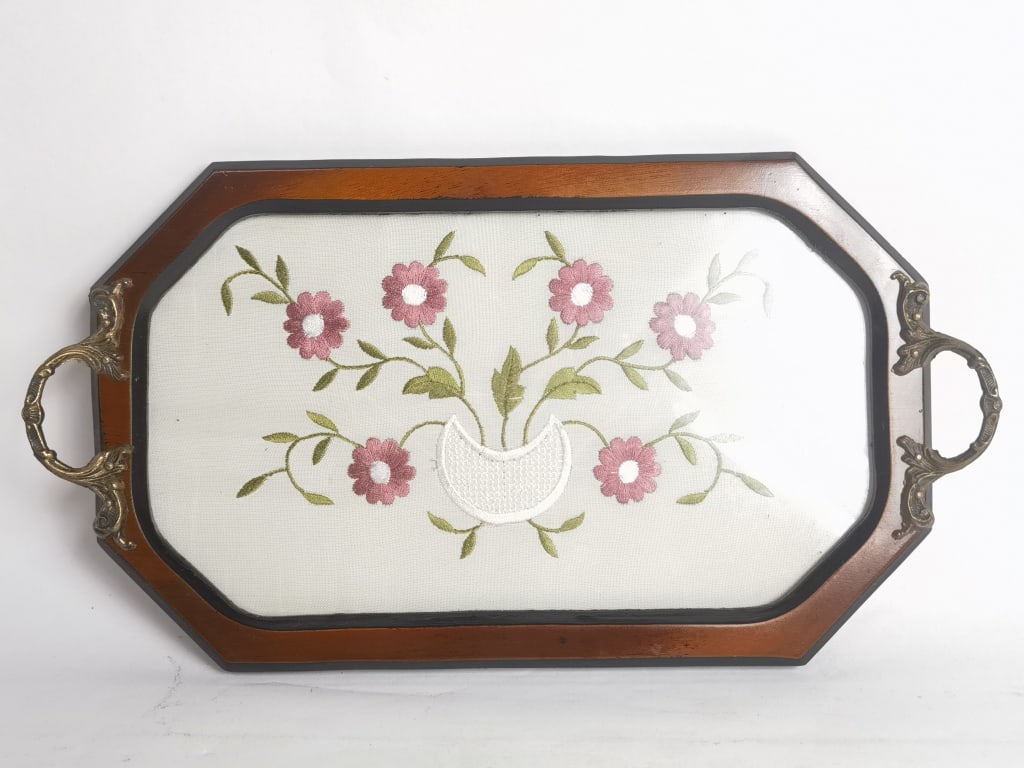 Vintage Serving Tray with Embroidery (1 of 4)