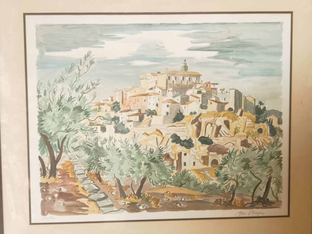 Limited Ed. Yves Brayer "View of Provence" Lithogr: Limited Ed. Yves Brayer "View of Provence" Lithograph, 203/250, 1987, 28in by 33in