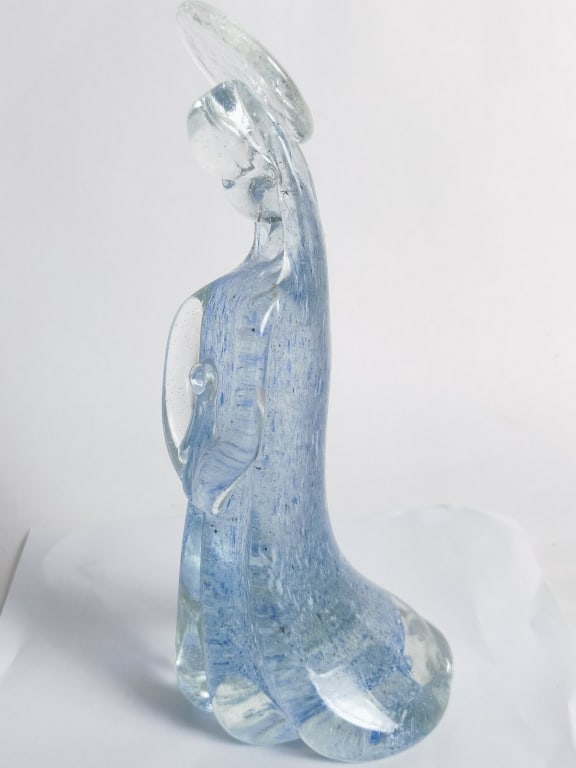 Vintage Murano Italy Venezia Bue Glass Angel: Vintage Murano Italy Venezia Bue Glass Angel, 9.25in