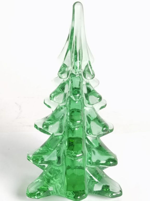 Vintage Green Glass Christmas Tree: Vintage Green Glass Christmas Tree, 6.5in