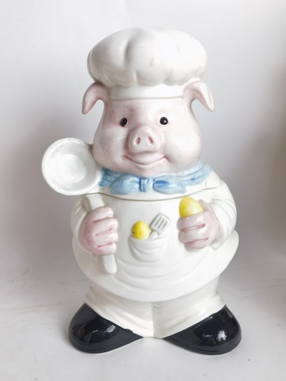 Vintage Porcelain Pig Chef Cookie Jar (1 of 4)