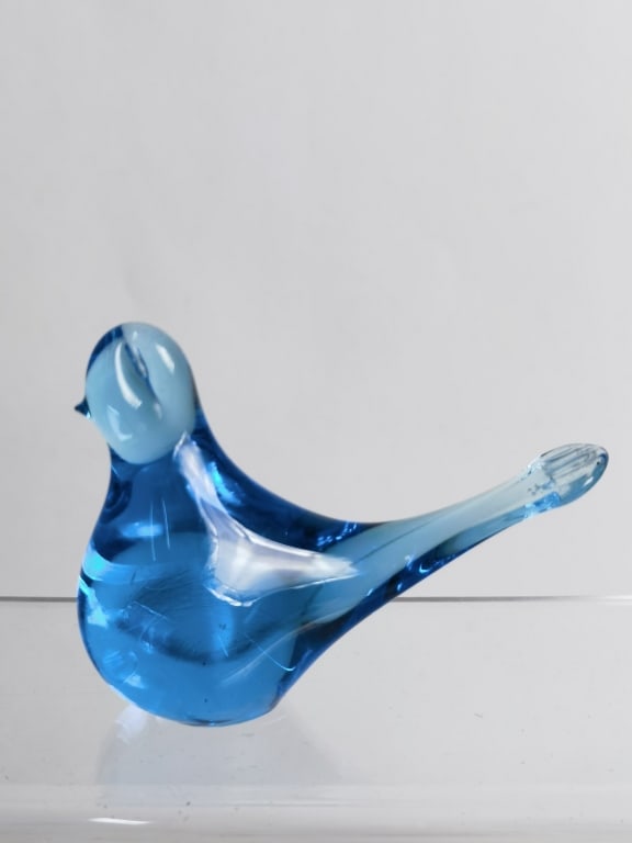 Vintage Blue Glass Bird (1 of 3)