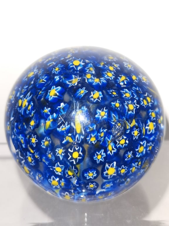 Vintage Murano Italy Millefiori Glass Paperweight: Vintage Murano Italy Millefiori Glass Paperweight, 3in