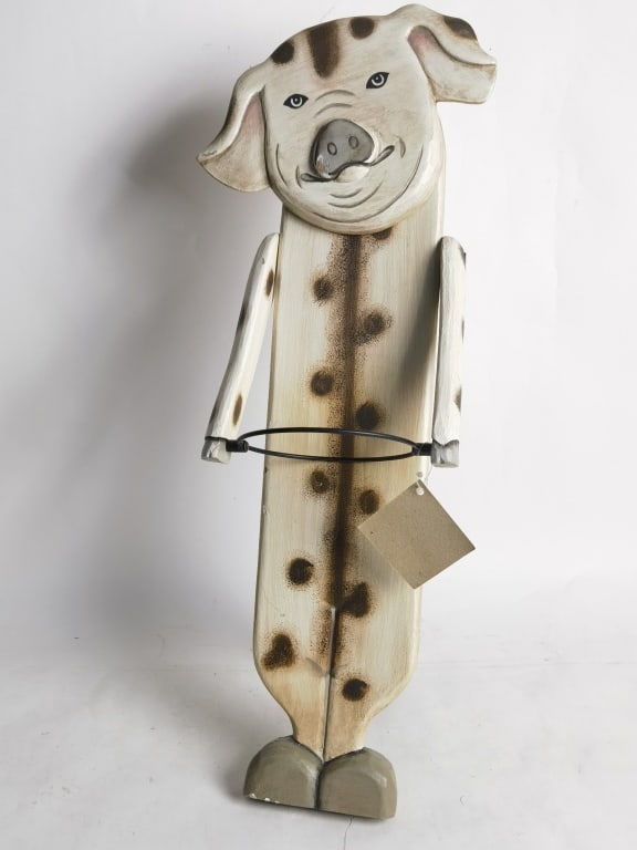 Vintage Wood Carved Pig Stand (1 of 2)